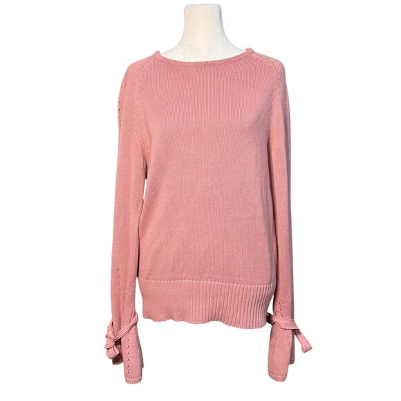Sundance Aryka Sweater Women Medium Bell Sleeve Supima Wool‎ Boho Feminine Bows - Picture 1 of 10